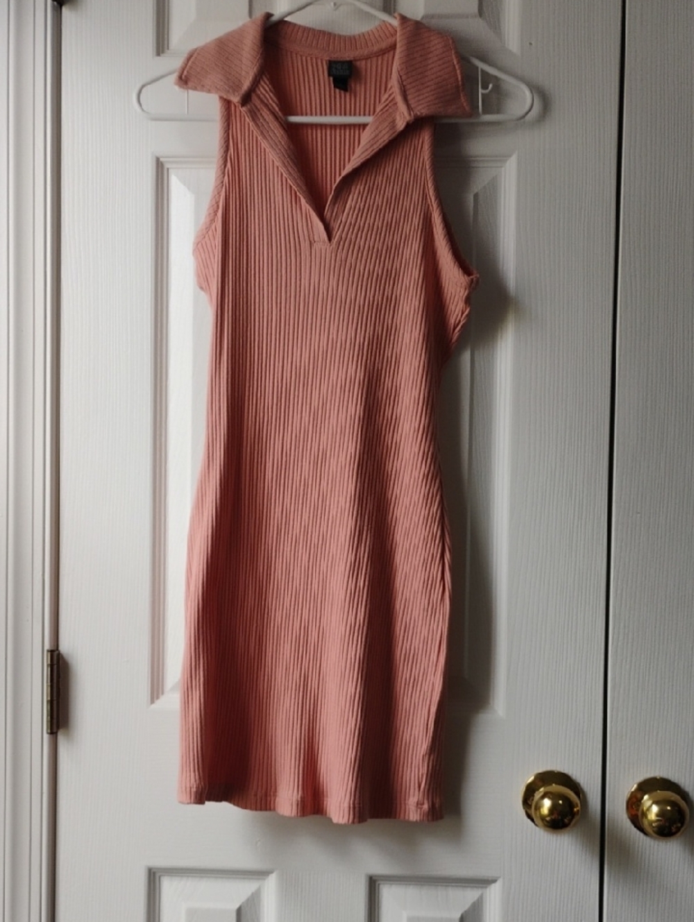 wild fable Ribbed Sleeveless Polo Mini Dress in Dusty Peach